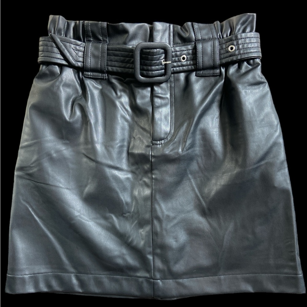 Zara High-Waisted Vegan Leather Paperbag Mini Skirt